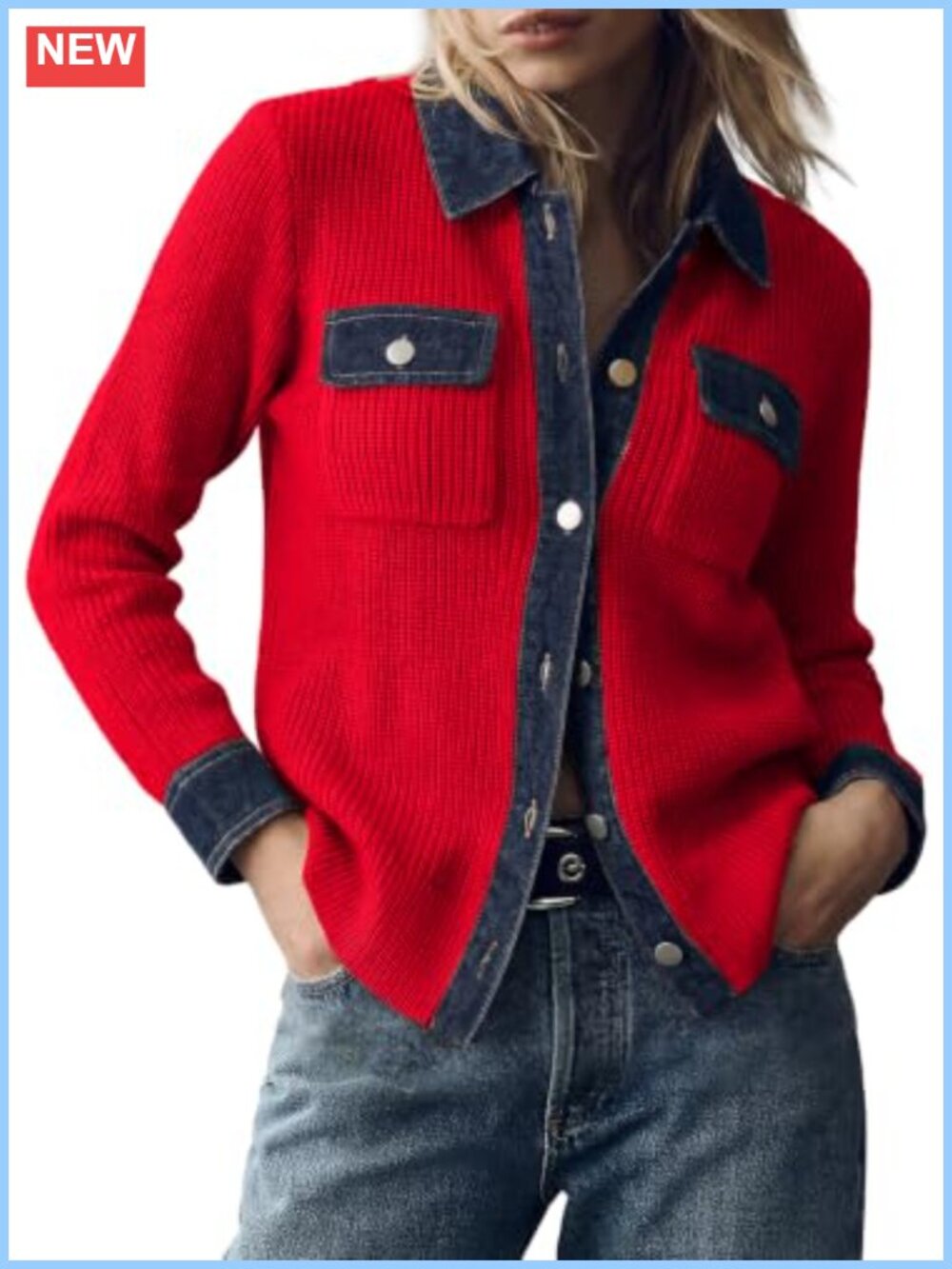 Waffle Knit Button Down Cardigan Sweater Long Sleeve V-Neck